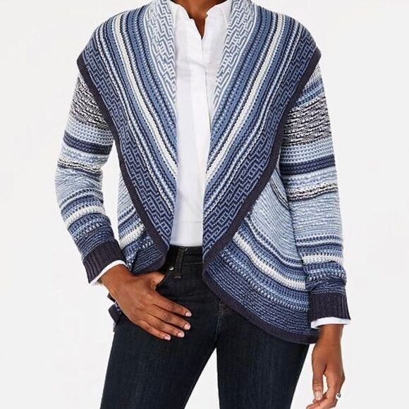 Charter Club Open Shawl collar cardigan Sz MP - Picture 2 of 6